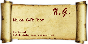 Nika Gábor névjegykártya