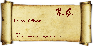Nika Gábor névjegykártya